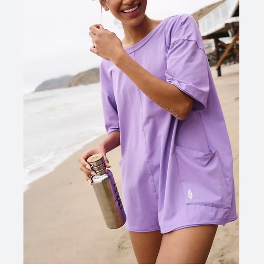Free people Hot Shot Tee Romper (light purple/lilac) Small